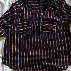 Torrid Georgette Blouse Striped Size 1 (1X)